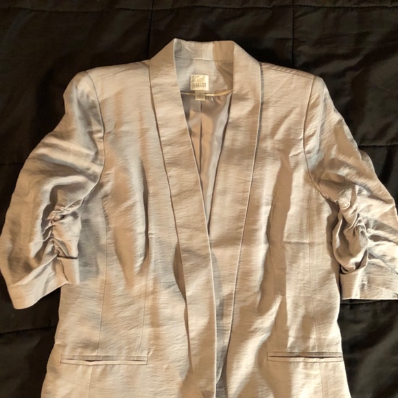 Lauren Conrad Women 3/4 Sleeve  Shoulder Pads Open Front Jacket Gray Size 8 - Picture 3 of 8